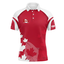 Load image into Gallery viewer, Canadian Red Maple Leaf Mens Golf Polo Shirts Custom Patriotic Golf Shirts For Men Golf Gifts LDT1471