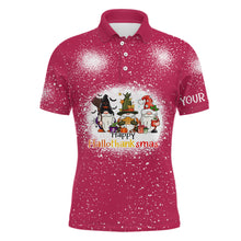 Load image into Gallery viewer, Happy Hallothanksmas Christmas Santa Mens Golf Polo Shirt Custom Funny Golf Tops For Men LDT0674