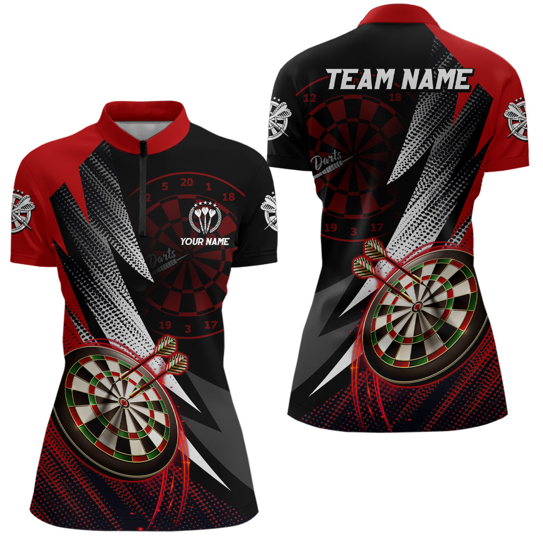 Personalized Red Black Darts Quarter-zip Shirt Custom Cool Women Darts Shirt Team Jersey LDT0686