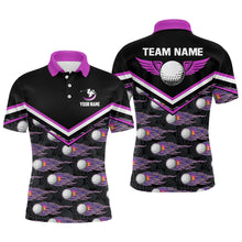 Load image into Gallery viewer, Fire Golf Ball Flames Mens Golf Polo Shirts, Personalized Pink Golf Shirts For Men, Golfing Gifts LDT0129