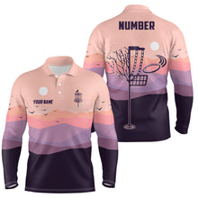 Load image into Gallery viewer, Flat Mountain Sunset Landscape Mens Disc Golf Polo Shirts Custom Disc Golf Shirt For Men LDT0691