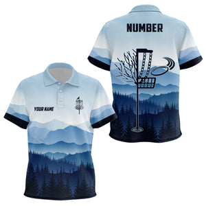 Blue Mountain Landscape Disc Golf Kids Polo Shirt Custom Winter Disc Golf Shirt For Kid LDT0693