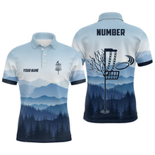 Load image into Gallery viewer, Blue Mountain Landscape Disc Golf Mens Polo Shirt Custom Winter Disc Golf Shirt For Men LDT0693