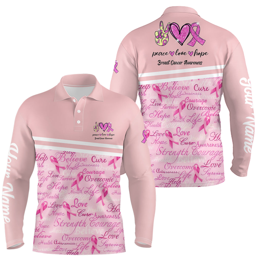 Breast Cancer Awareness Pink Mens Golf Polo Shirt Custom Golf Shirts For Men Best Golf Gifts LDT0389