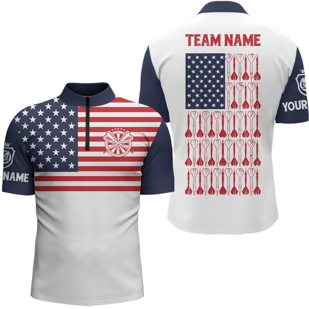 Personalized American Flag Dart Quarter-zip Shirt Patriotic Dart Shirts For Men Dart Jersey LDT0710