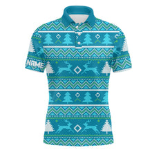 Load image into Gallery viewer, Blue Knitted Christmas Trees Mens Golf Polo Shirt Personalized Winter Xmas Golf Outfits For Men LDT0922