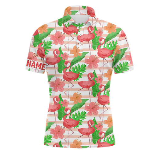 Watercolor Tropical Pink Flamingo Golf Mens Polo Shirt Customized Golf Shirts For Men Golf Gifts LDT0923