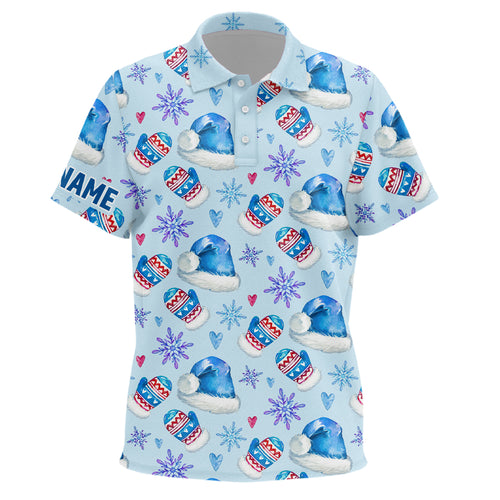 Watercolor Blue Christmas Golf Kids Polo Shirt Personalized Funny Golf Shirts For Kid Golf Gifts LDT0925