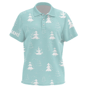 Christmas Trees And Snowflakes Mint Kids Golf Polo Shirt Custom Xmas Golf Tops For Kid Golf Gifts LDT0927