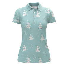 Load image into Gallery viewer, Christmas Trees And Snowflake Mint Golf Polo Shirt Custom Xmas Golf Tops For Women Golf Gifts LDT0927