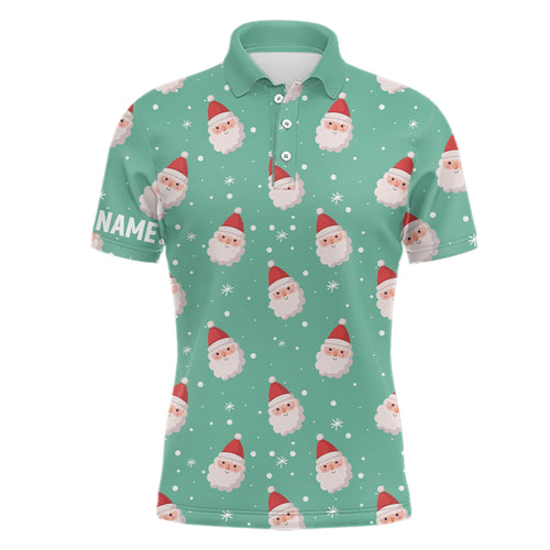 Mens Golf Polo Shirt Cute Santa Mint Christmas Custom Name Funny Golf Shirts For Men Golfing Gifts LDT0928