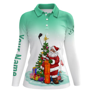 Personalized Mint Christmas Santa Golf Polo Shirt Custom Funny Golf Tops For Women Golf Gifts LDT0930