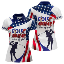 Load image into Gallery viewer, American Flag Womens Golf Polo Shirt Golf Wine Kind Of Girl Golf Shirts For Women Patriotic Golf Gift LDT0131