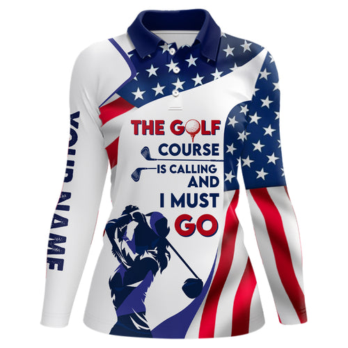 3D American Flag Womens Golf Polo Shirts Custom Patriotic Golf Shirts For Womens, Golf Gifts LDT0140