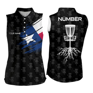 Disc Golf Pattern Texas Flag Basket Tree Customized Patriotic Sleeveless Disc Golf Shirts For Women LDT1482