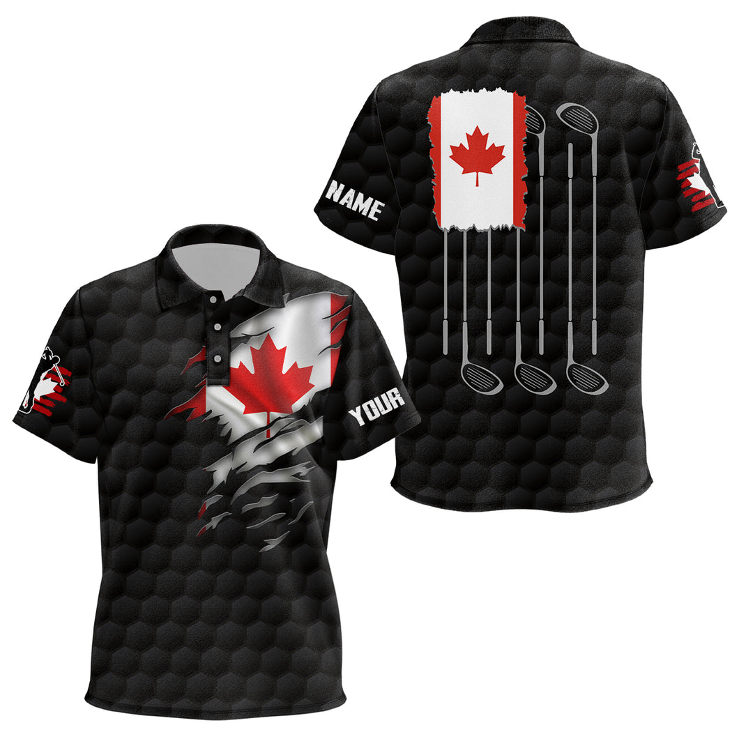 3D Canada Flag Black Kids Golf Polo Shirt Red Maple Leaf Golf Tops For Kid Patriotic Golf Gifts LDT1483