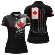 Load image into Gallery viewer, 3D Canada Flag Black Golf Polo Shirts Red Maple Leaf Golf Tops For Women Patriotic Golf Gifts LDT1483