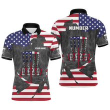 Load image into Gallery viewer, American Flag Disc Golf Basket Customized Patriotic Disc Golf Shirts For Men Retro Mens Golf Tops LDT0948