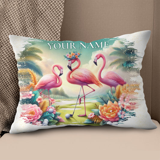 Golf Flamingo Tropical Custom Pillow Personalized Golf Gifts For Golfer LDT1171