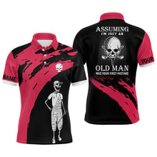 Load image into Gallery viewer, Red And Black Mens Skull Golf Polo Shirts Personalized Golf Polos For Men, Crazy Golf Gifts LDT0152