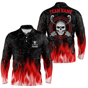 Personalized 3D All Over Print Skull Mens Golf Polos Red Fire Flame Golf Shirts For Men LDT0719