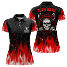 Load image into Gallery viewer, Personalized 3D All Over Print Skull Womens Golf Polos Red Fire Flame Golf Shirts For Women LDT0719