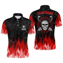 Load image into Gallery viewer, Personalized 3D All Over Print Skull Mens Golf Polos Red Fire Flame Golf Shirts For Men LDT0719