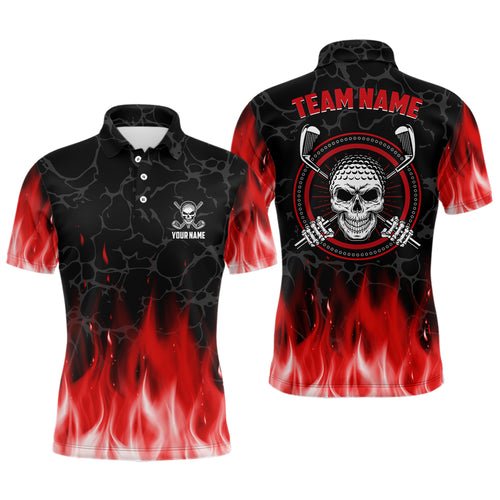 Personalized 3D All Over Print Skull Mens Golf Polos Red Fire Flame Golf Shirts For Men LDT0719