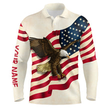 Load image into Gallery viewer, Retro Waving American Flag Mens Golf Polo Shirt Eagle Golf Shirts For Men Patriotic Golf Tops LDT0954