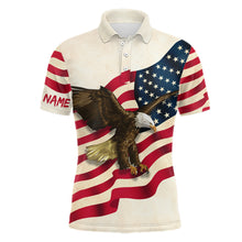 Load image into Gallery viewer, Retro Waving American Flag Mens Golf Polo Shirt Eagle Golf Shirts For Men Patriotic Golf Tops LDT0954