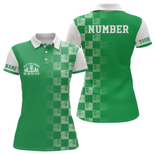 Load image into Gallery viewer, Gradient Green White Checkered Pattern Disc Golf Polo Shirt Custom Disc Golf Tops For Women LDT0955