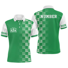 Load image into Gallery viewer, Gradient Green White Checkered Pattern Mens Disc Golf Polo Shirt Customized Disc Golf Tops For Men LDT0955