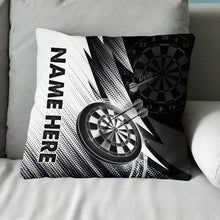 Load image into Gallery viewer, Black White Dartboard Custom Darts Throw Pillow Personalized Darts Gifts LDT1185