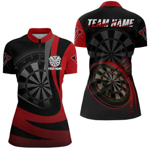 Personalized Black Red 3D Darts Quarter Zip Shirt Custom Cool Darts Team Jersey For Women LDT0737