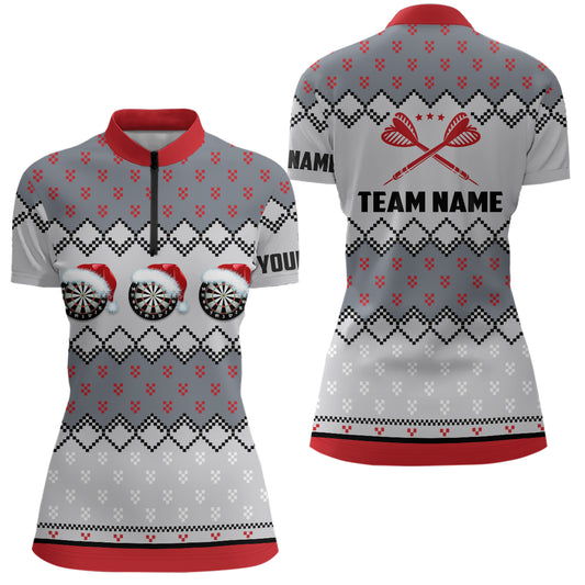 Personalized Darts Christmas Santa Quarter-zip Shirt Custom Women Darts Shirt Dart Jersey LDT0741