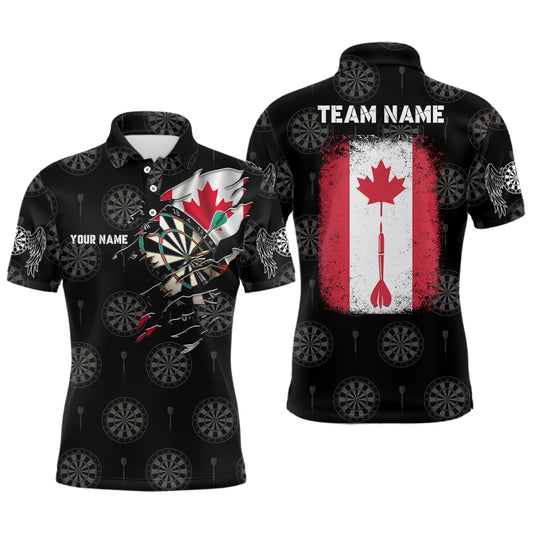 Personalized Retro Canada Flag Mens Darts Polo Shirt Custom Patriotic Darts Jersey For Men LDT0958