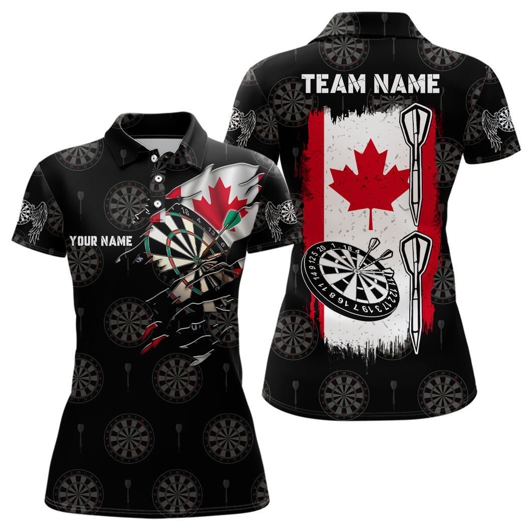 Personalized Retro Canada Flag Darts Polo Shirt Custom Patriotic Darts Jersey For Women LDT0959