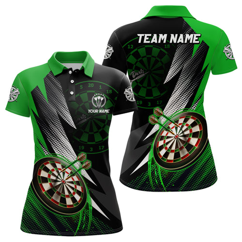 Personalized Green Black Darts Polo Shirt Custom Cool Darts Shirt For Women Team Jersey LDT0960