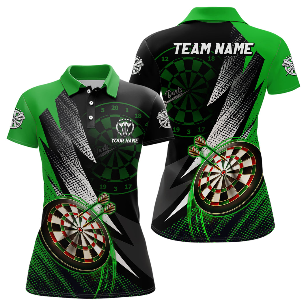 Personalized Green Black Darts Polo Shirt Custom Cool Darts Shirt For Women Team Jersey LDT0960