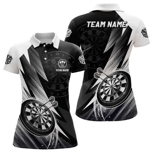 Personalized Black White Darts Polo Shirt Custom Cool Darts Shirt For Women Team Jersey LDT0961