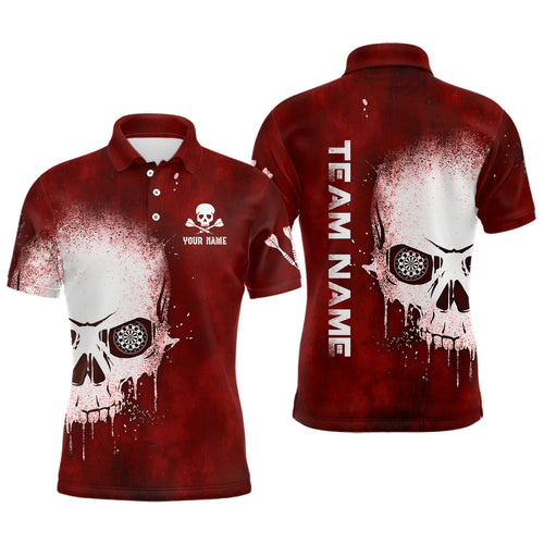 Smoke Skull Red Mens Darts Polo Shirts Custom Darts Shirt For Men Scary Dart Jerseys LDT1375