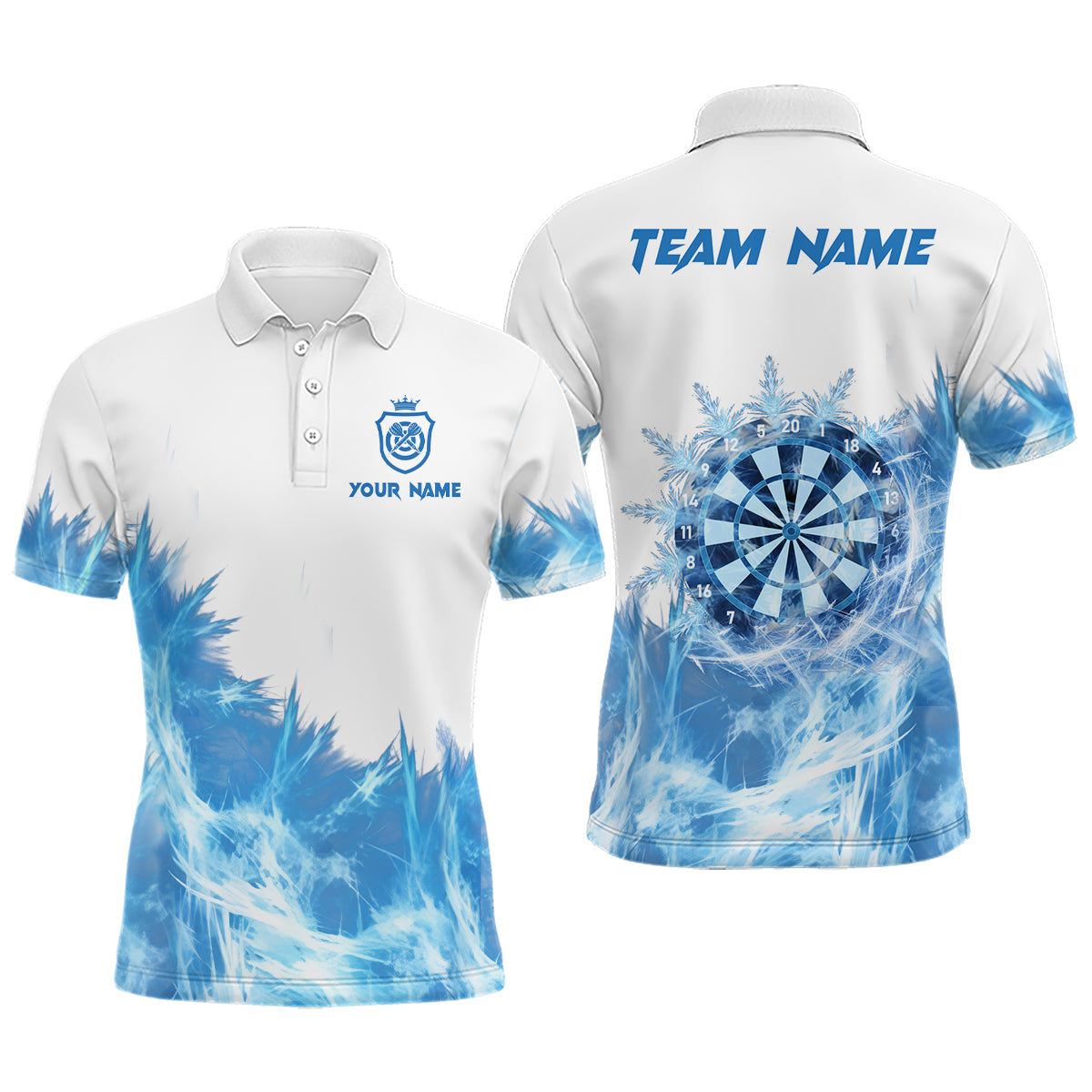 Icy Blue White Mens Darts Polo Shirt Customized Darts Shirt For Men Darts Team Jersey LDT1377