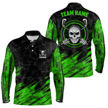 Load image into Gallery viewer, Personalized 3D All Over Print Skull Mens Golf Polo Shirt, Green &amp; Black Golf Shirts For Men LDT0179