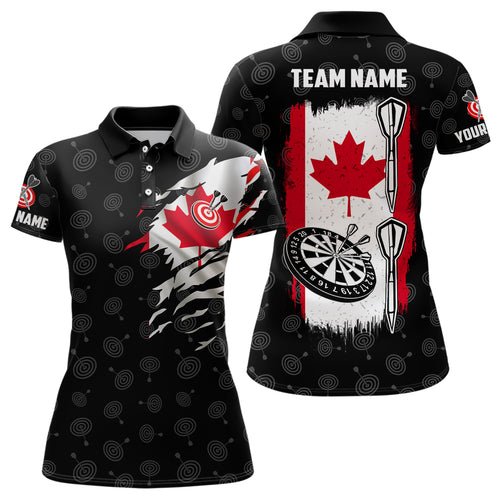 Canadian Flag Personalized Women Darts Polo Shirt Custom Patriotic Darts Jersey For Women LDT0762