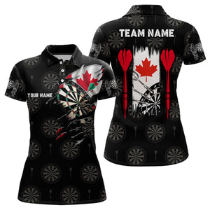 Personalized Canada Flag Womens Darts Polo Shirt Custom Patriotic Darts Jersey For Women LDT0763