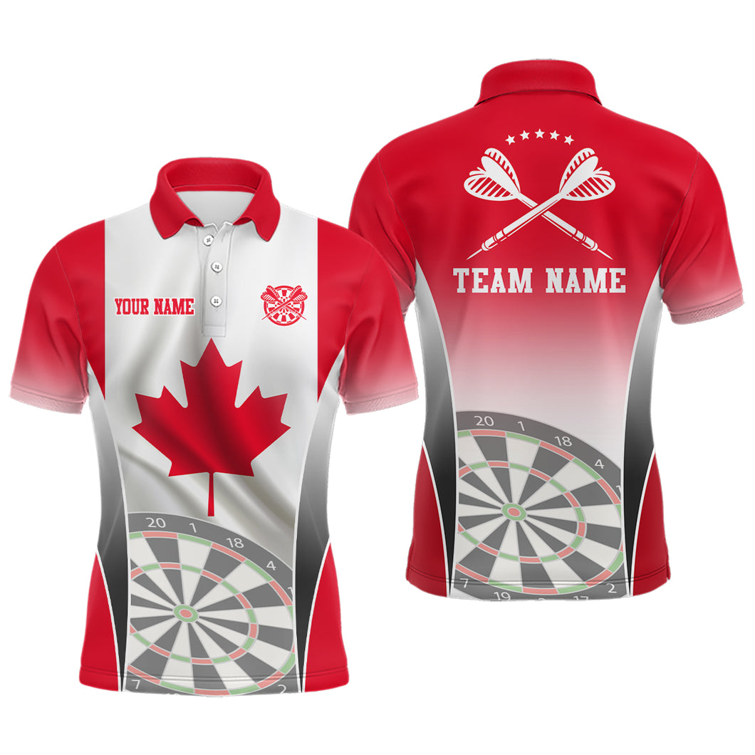 3D Canadian Flag Patriotic Darts Men Polo Shirt Personalized Dart Shirts Canada For Men LDT0764
