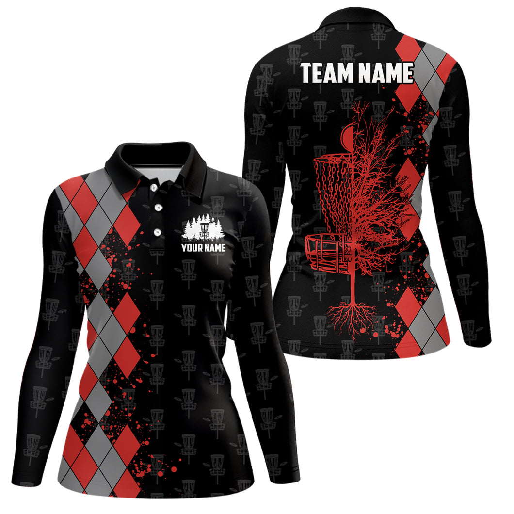 Personalized Argyle Pattern Disc Golf Polo Shirt Custom Disc Golf Shirts For Women Golf Gifts LDT0748
