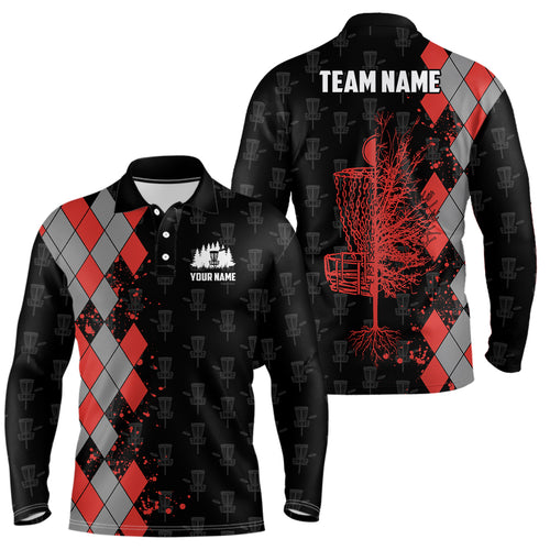 Personalized Argyle Pattern Disc Golf Mens Polo Shirt Custom Disc Golf Shirts For Men Golf Gifts LDT0748