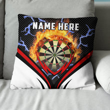 Load image into Gallery viewer, Thunder Fire Darts Flame Custom Throw Pillow Personalized Darts Gift LDT1190