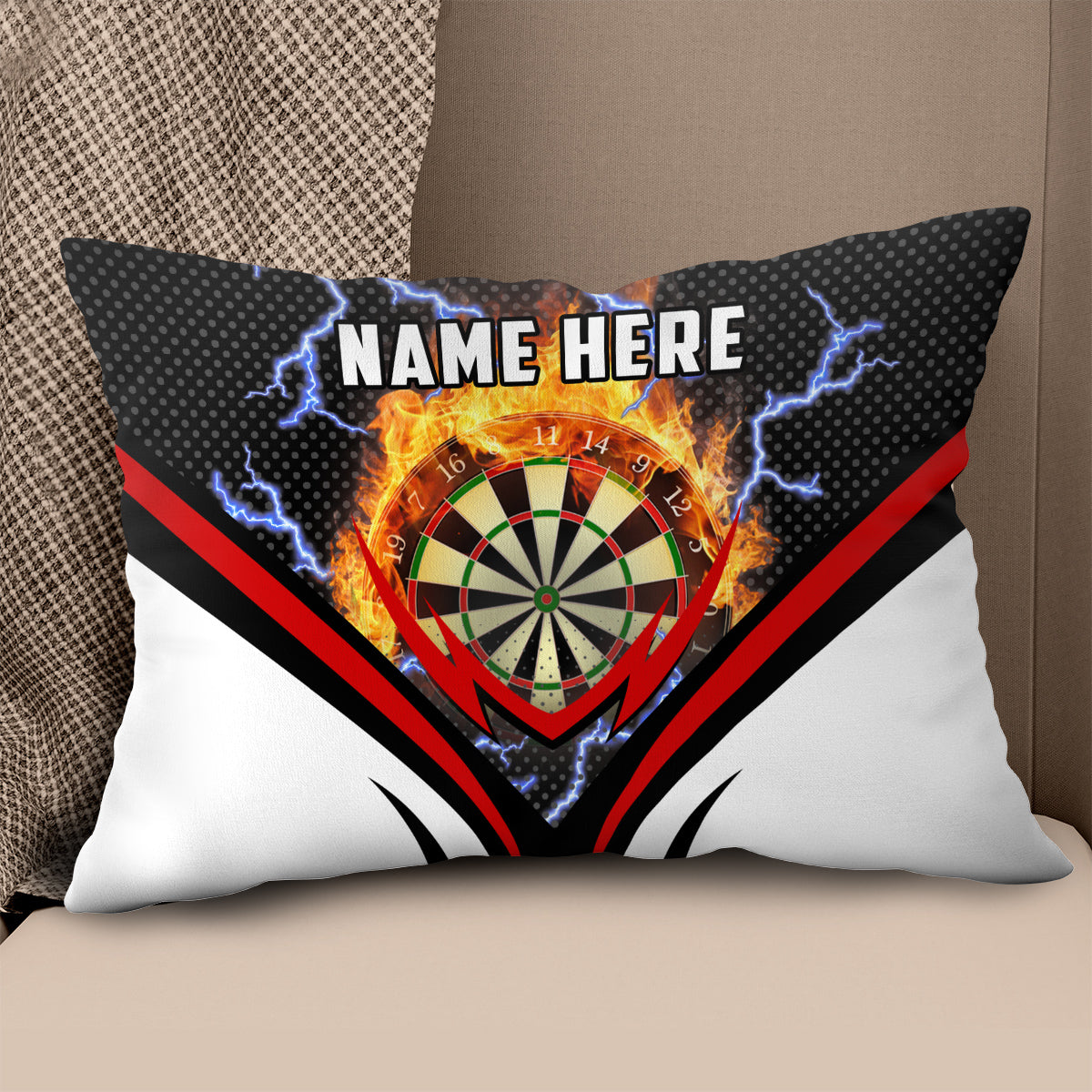 Thunder Fire Darts Flame Custom Throw Pillow Personalized Darts Gift LDT1190